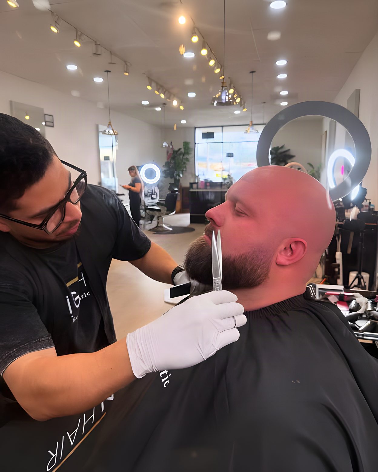 Straight-razor beard detail at Align Hair Studio